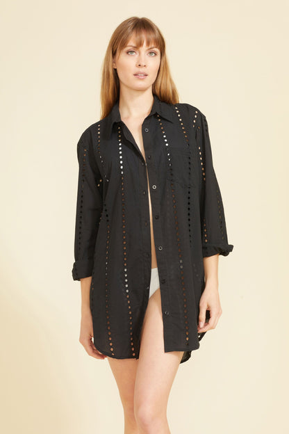 Robe chemise Positano - Noire