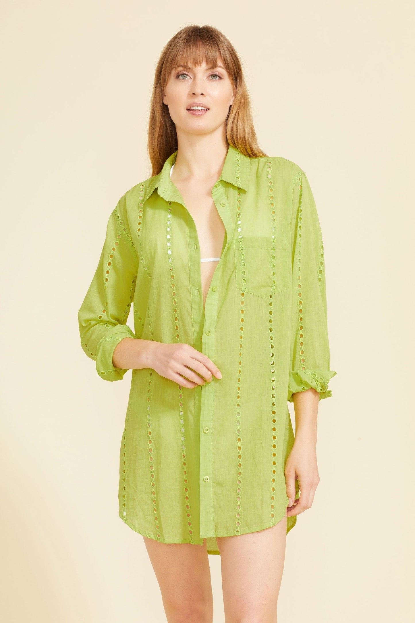 Robe chemise Positano - Chartreuse