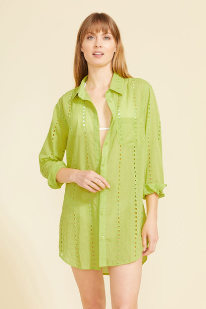 Robe chemise Positano - Chartreuse
