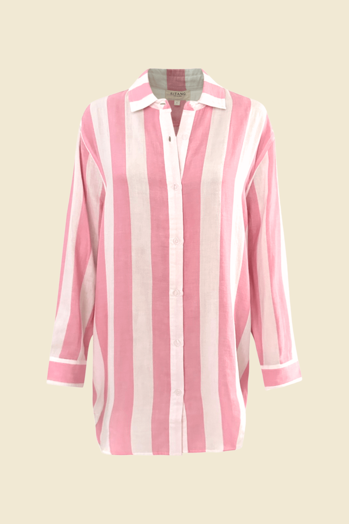 Robe chemise Positano - Rayures Cabana roses/blanches