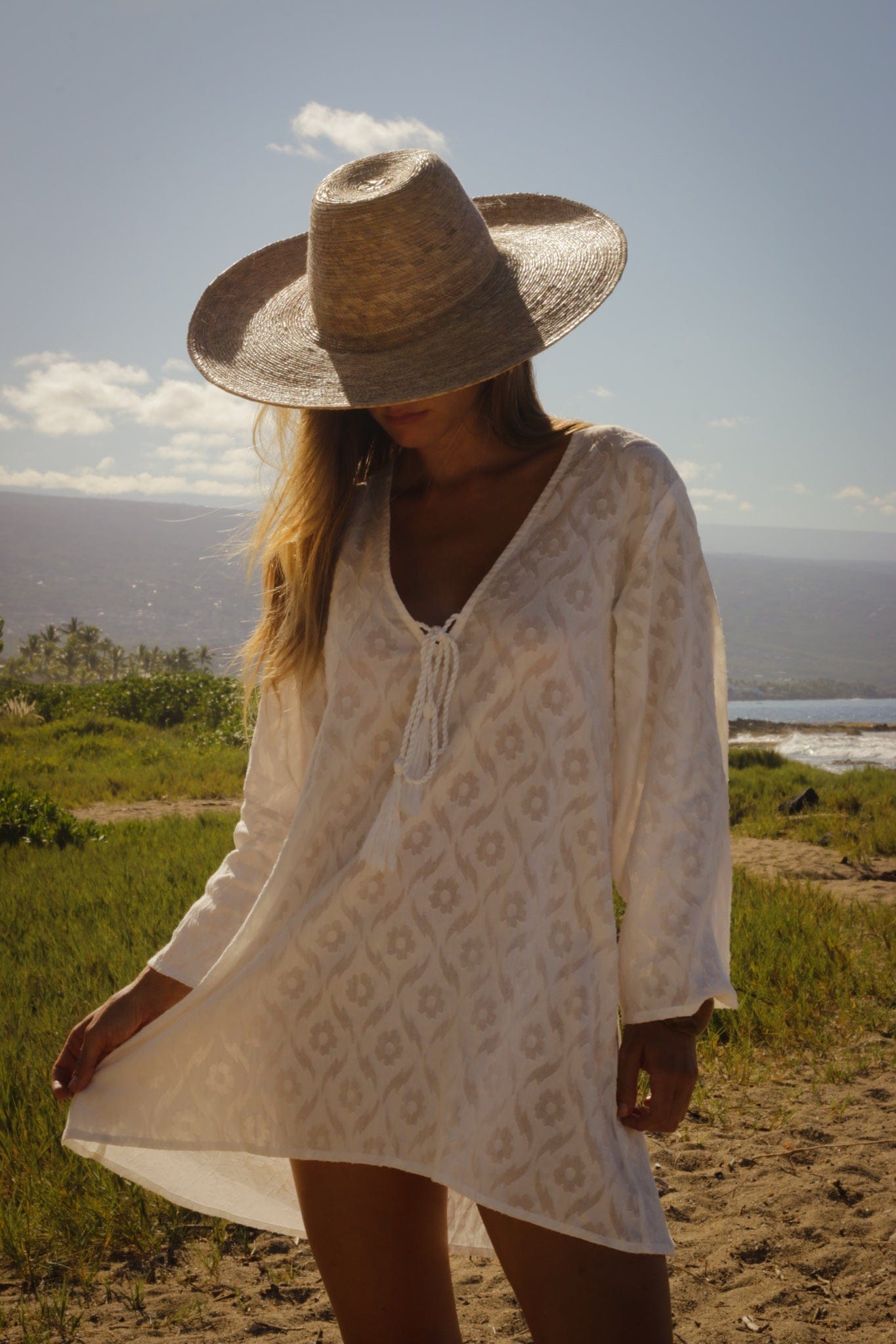 Robe Siena à manches cloche - Blanche