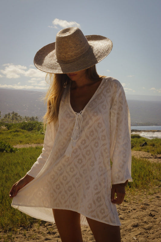 Robe Siena à manches cloche - Blanche