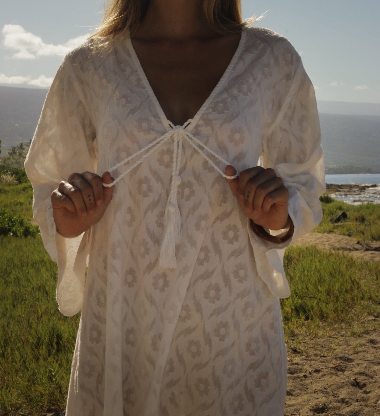 Robe Siena à manches cloche - Blanche