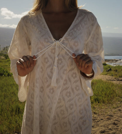 Robe Siena à manches cloche - Blanche