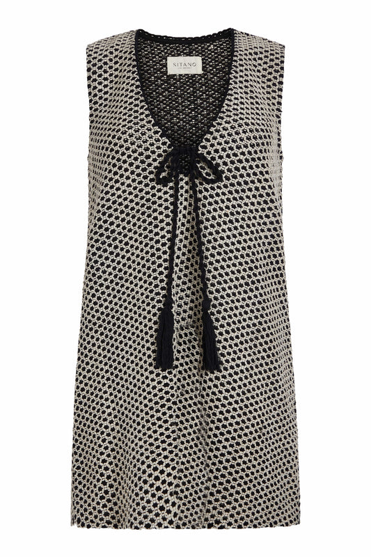 Robe courte Sorrento - Noir et crème