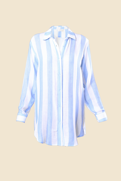 Robe chemise Positano - Rayures Cabana bleu/blanc
