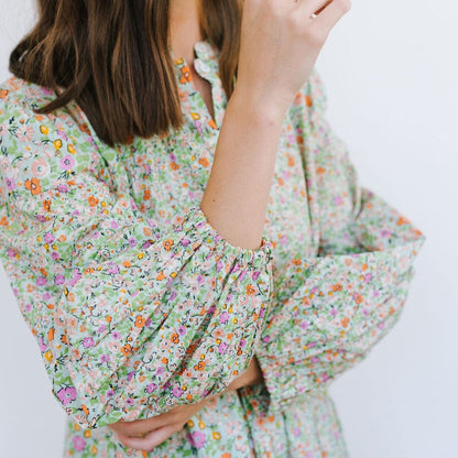 Robe Anna à fleurs de citron vert