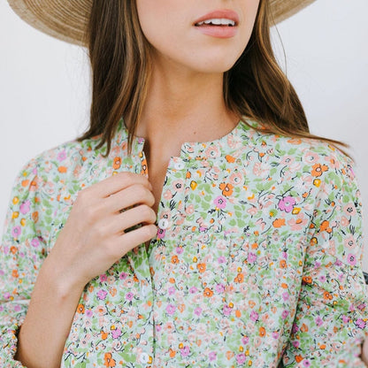 Robe Anna à fleurs de citron vert